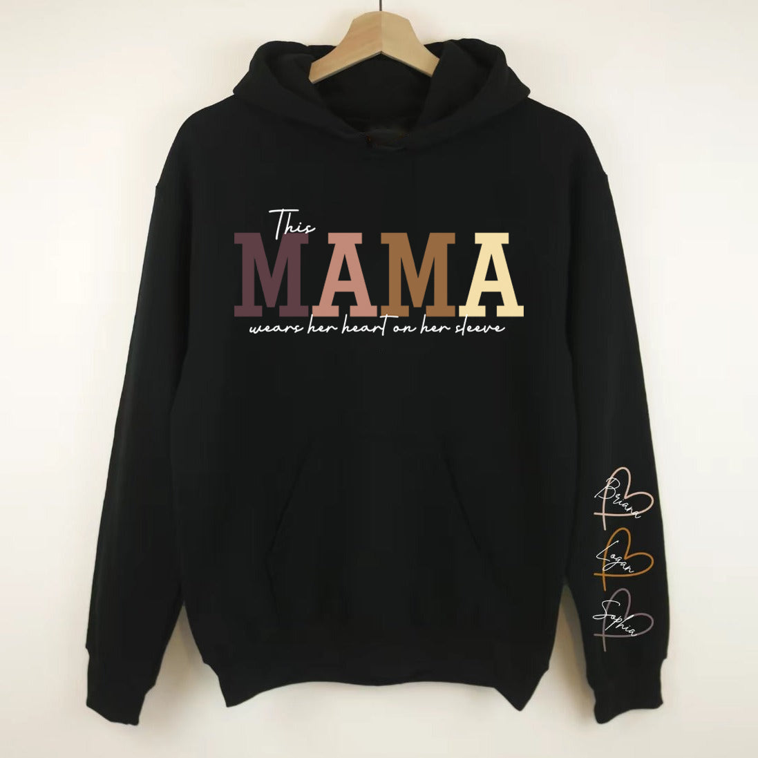 Customylove™🔥Personalized MAMA Wears Her Heart On Her Sleeve Sweatshirt