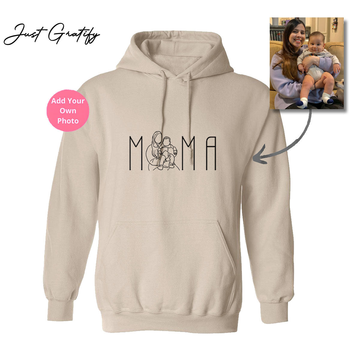 💝PERSONALIZED MAMA OUTLINE DRAWING HOODIE ♥ CREWNECK