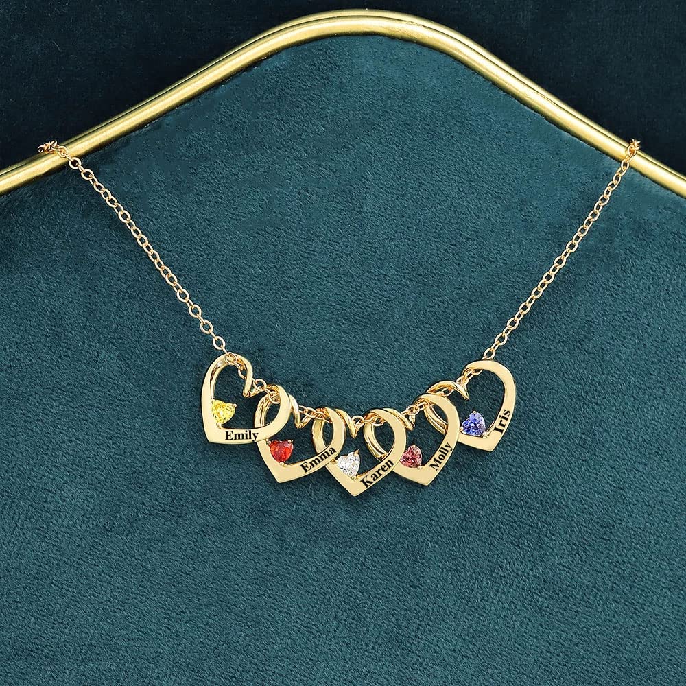 Personalized Heart Birthstone Necklace