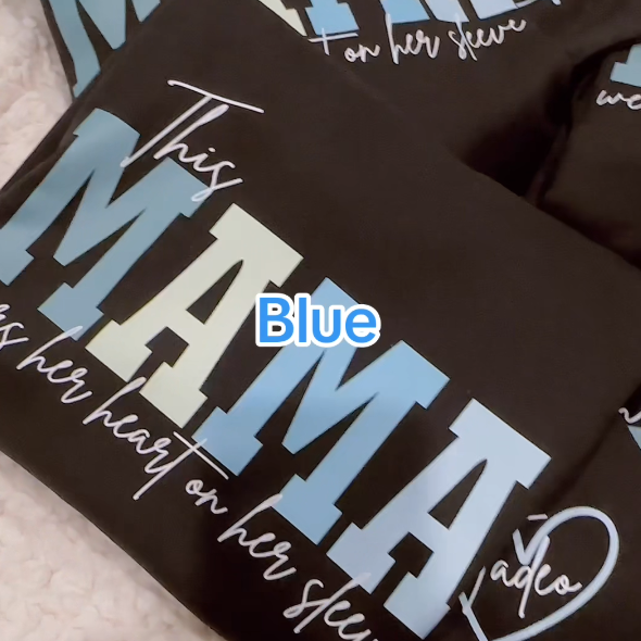 Customylove™🔥Personalized MAMA Wears Her Heart On Her Sleeve Sweatshirt