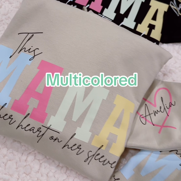Customylove™🔥Personalized MAMA Wears Her Heart On Her Sleeve Sweatshirt