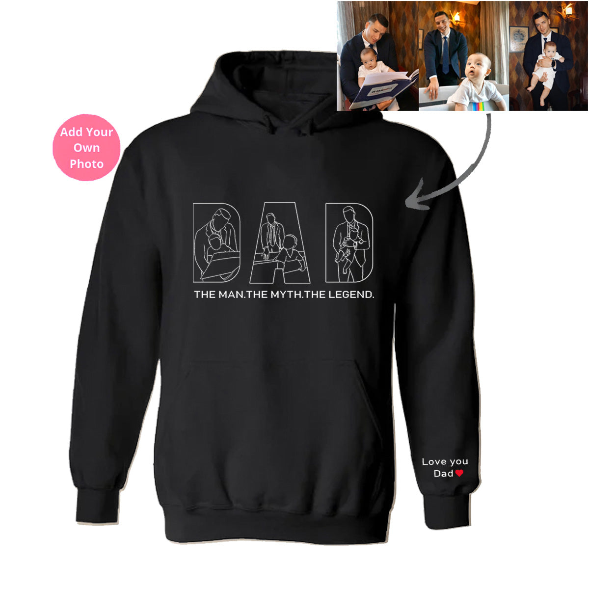 50% OFF🔥Personalized Photo Line Drawing Hoodie💕Crewneck-Perfect Father's Day Gift