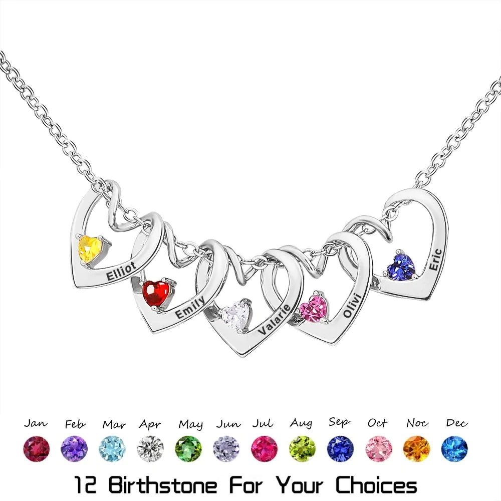 Personalized Heart Birthstone Necklace