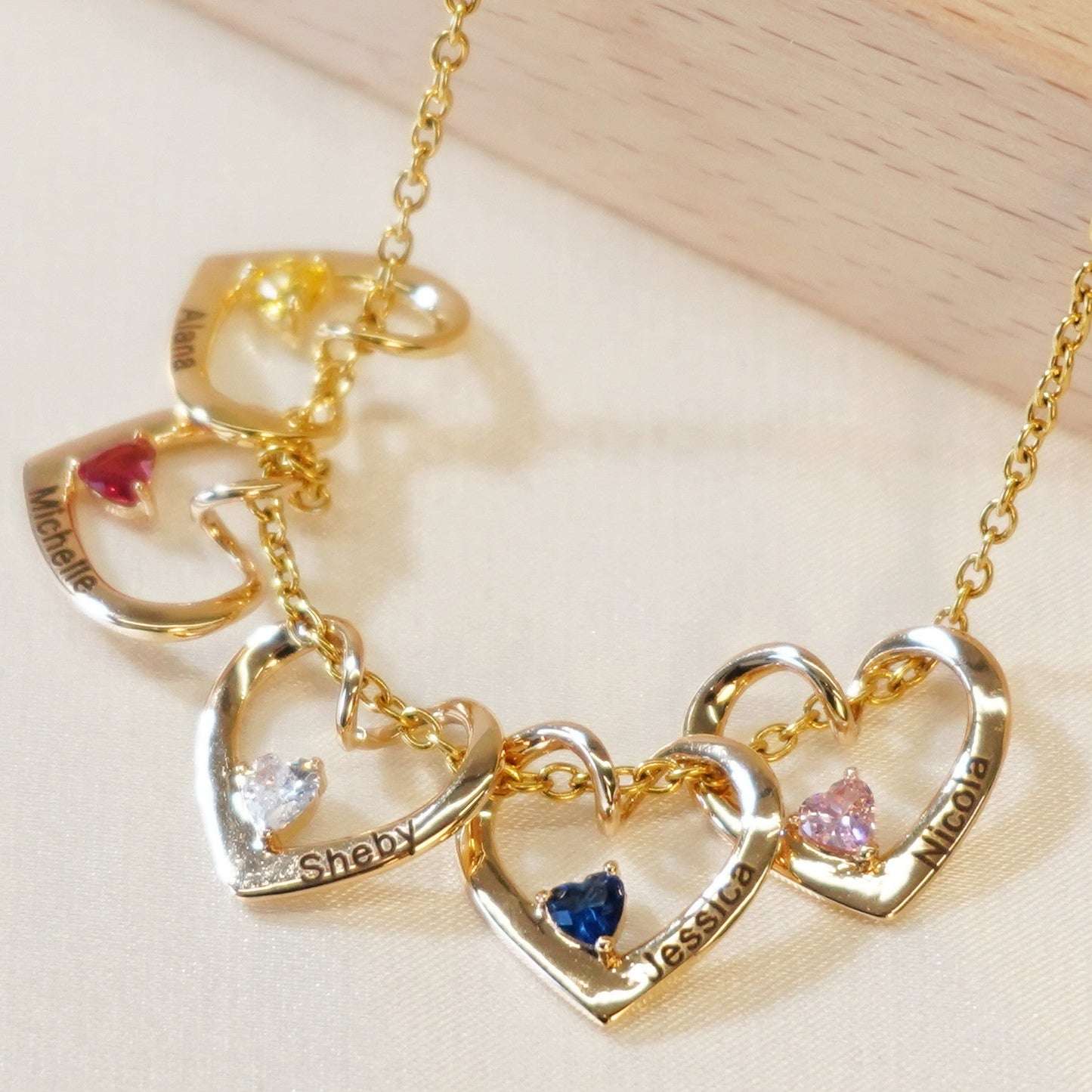 Personalized Heart Birthstone Necklace