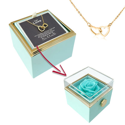 Eternal Rose Box with Engraved Heart Necklace💕Real Rose