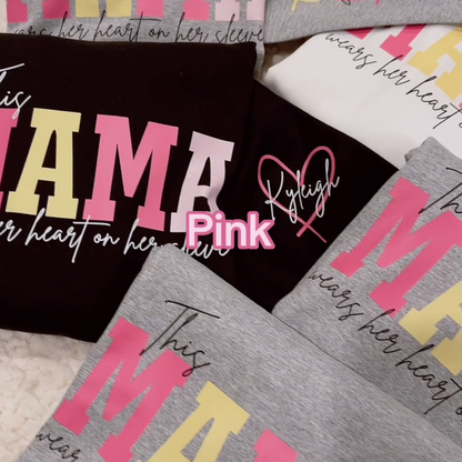 50% OFF🔥Personalized MAMA Wears Her Heart On Her Sleeve Sweatshirt